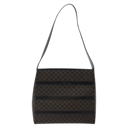 Celine Vintage Macadam Shoulder Bag Canvas and Leather, Black, Canvas, Shoulder Bag
