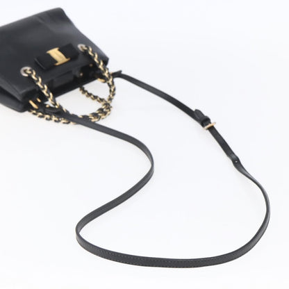 Salvatore Ferragamo Vala Shoulder Bag Leather, BLACK, LEATHER, Shoulder bag