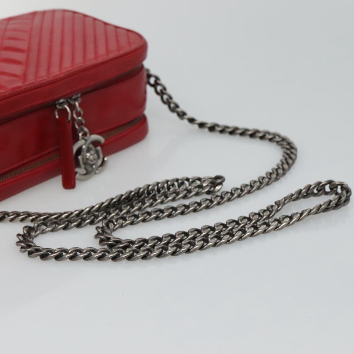 Chanel Coco Boy Camera Bag Quilted Leather, RED, LEATHER, Crossbody bag