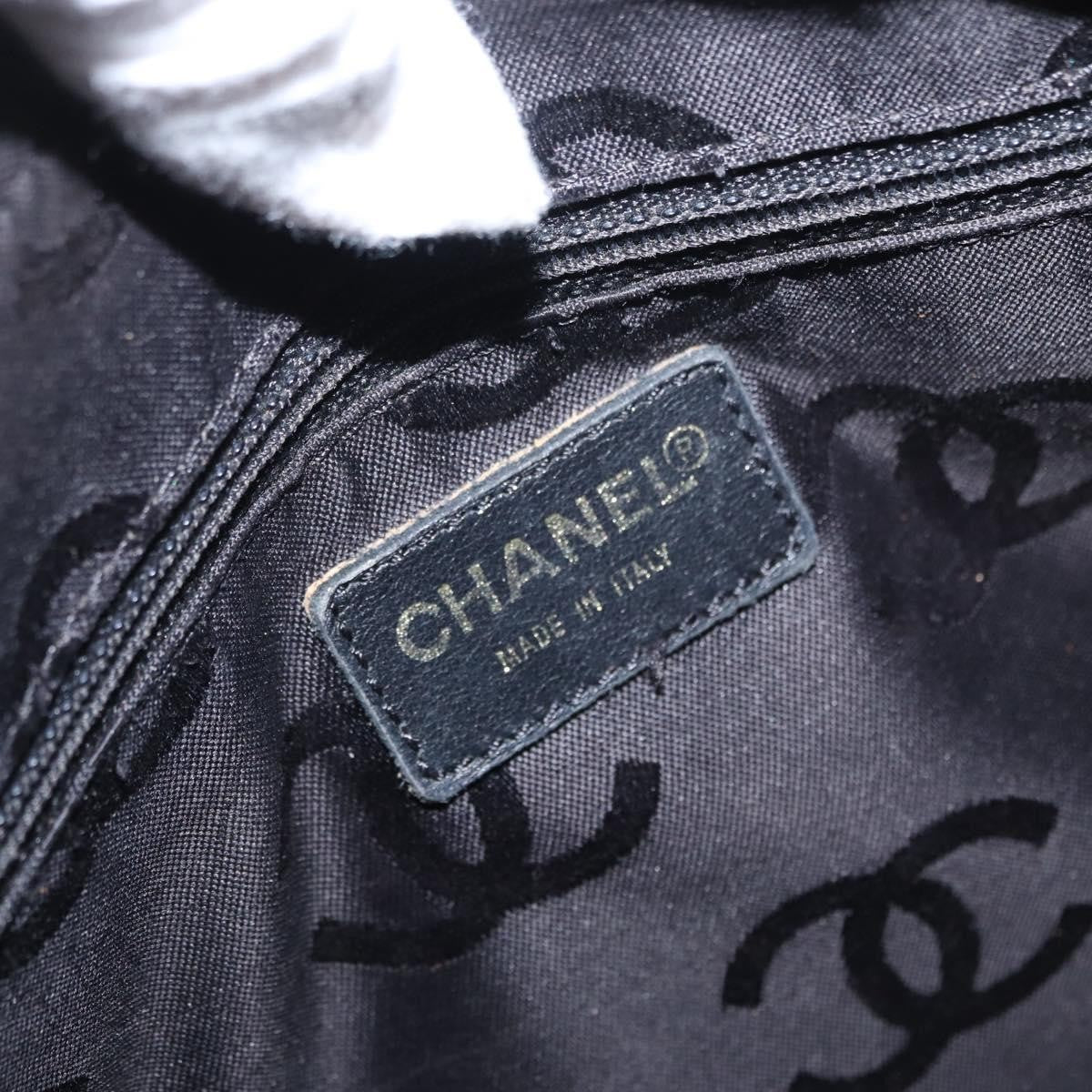 Chanel Surpique Boston Bag Quilted Leather, BLACK, LEATHER, Travel bag