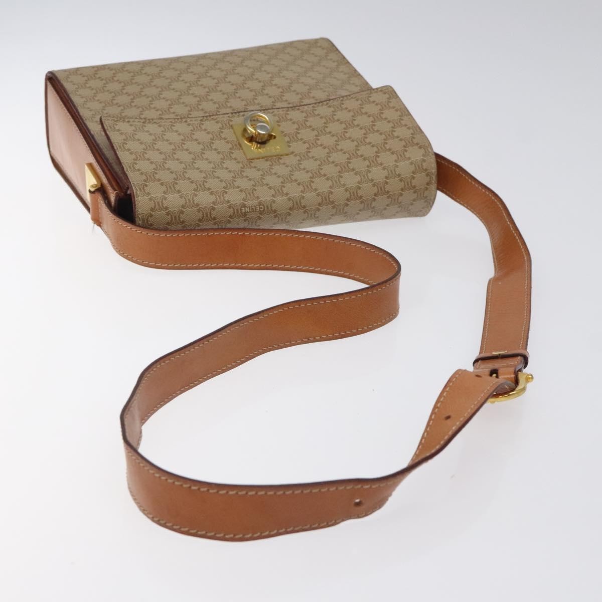 Celine Macadam Shoulder Bag PVC Leather, BEIGE, CANVAS, Shoulder bag