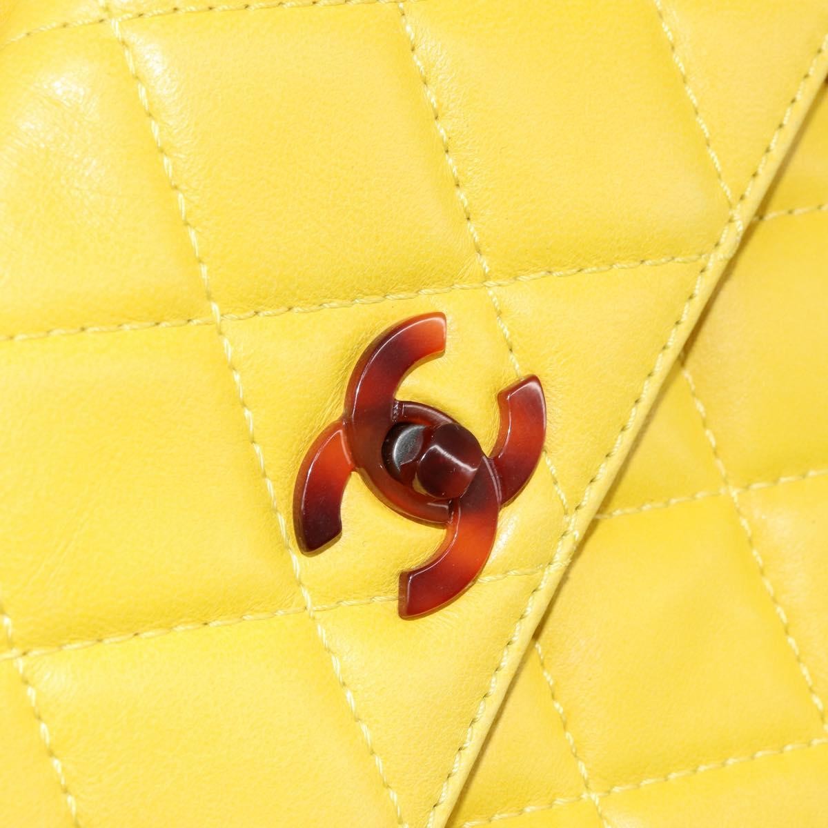 Chanel Vintage CC Resin Pocket Tote Quilted Leather, YELLOW, LEATHER, Tote bag