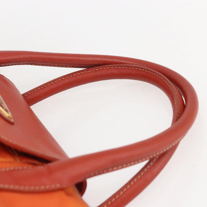 Prada Convertible Flap Tote Tessuto and Saffiano Leather, Orange, Nylon, Tote Bag