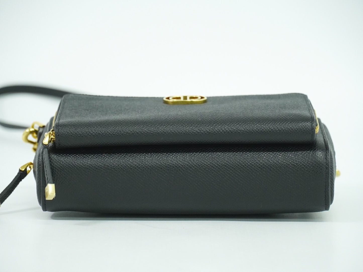 Christian Dior Caro Double Pouch Crossbody Bag Leather, BLACK, LEATHER, Crossbody bag