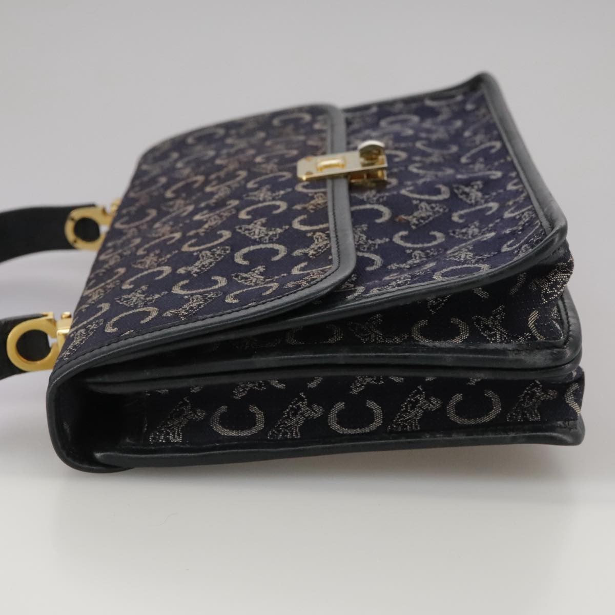 Celine C Sulky Handbag Canvas, NAVY, CANVAS, Handbag