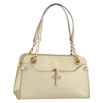 Salvatore Ferragamo Gancini handbag Leather, GOLD, LEATHER, Shoulder bag