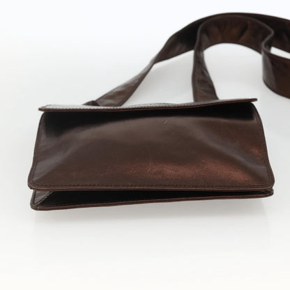 Chanel Vintage Logo Flap Messenger Bag Leather, BROWN, LEATHER, Shoulder bag