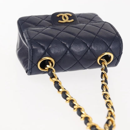 Chanel Square Classic Single Flap Top Handle Bag Quilted Lambskin, NAVY, LEATHER, Clutche & pouche