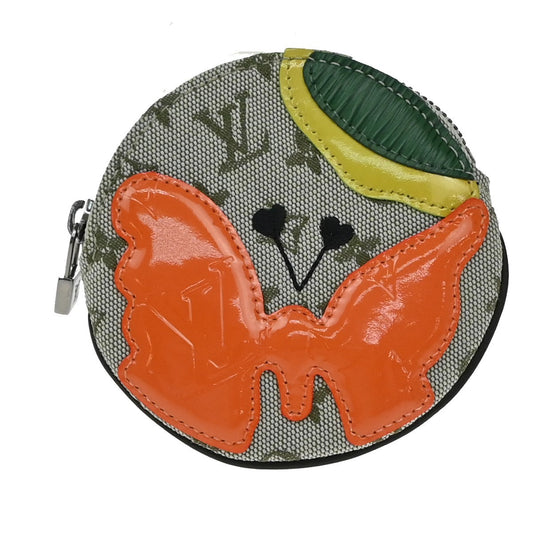 Louis Vuitton Round Coin Purse Mini Lin Croisette, GREEN, CANVAS, Wallets