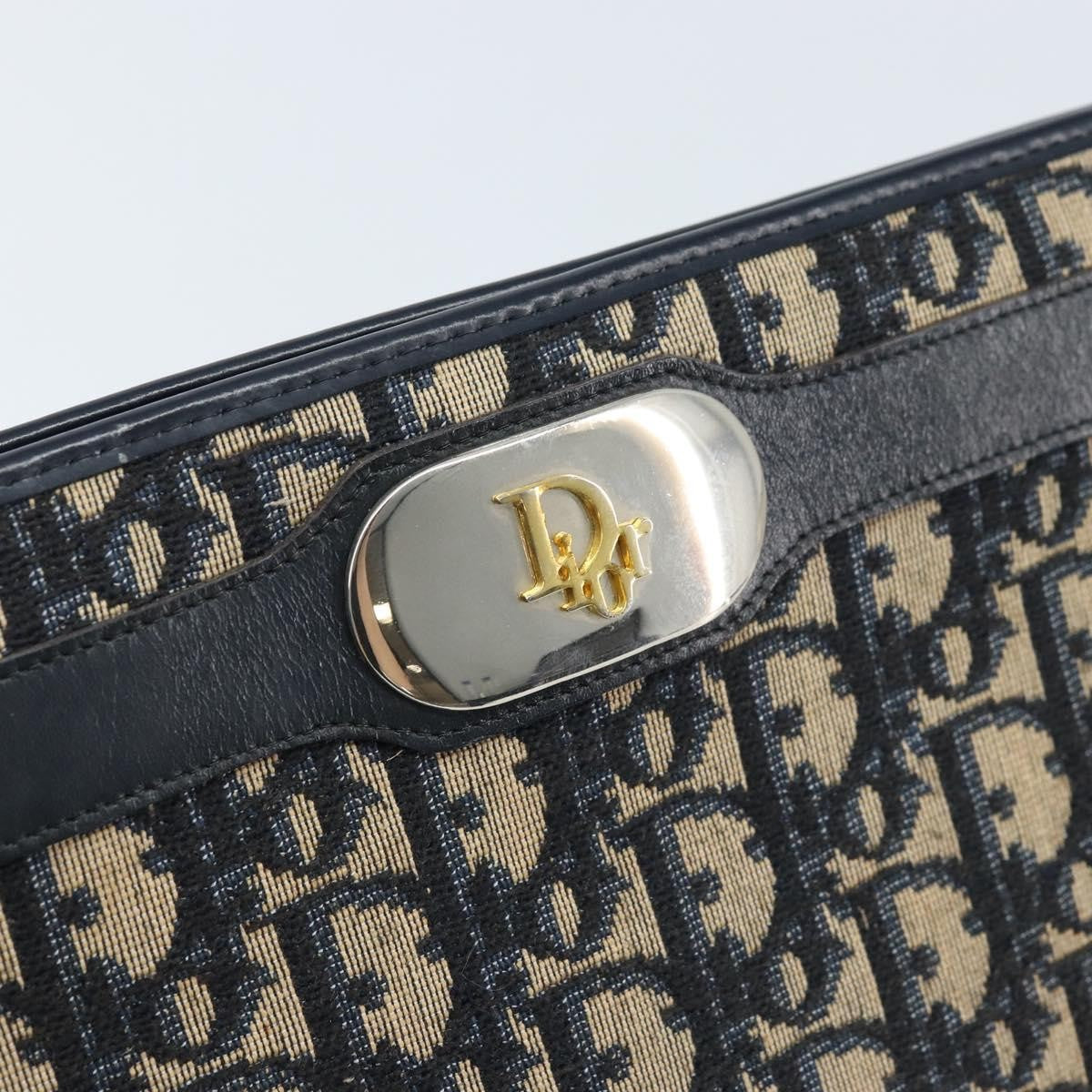 Christian Dior Vintage Trotter Shoulder Bag Canvas, NAVY, CANVAS, Shoulder bag