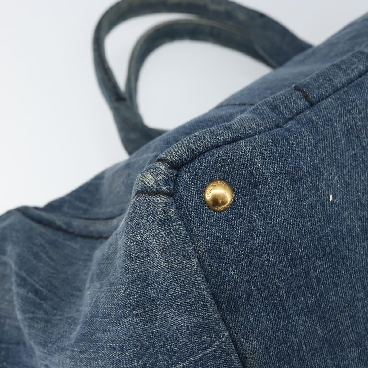 Prada Canapa Open Tote Denim, BLUE, CANVAS, Tote bag
