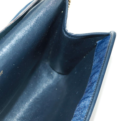 Christian Dior Vintage Chain Flap Shoulder Bag Diorissimo Canvas, Navy, Canvas, Shoulder Bag
