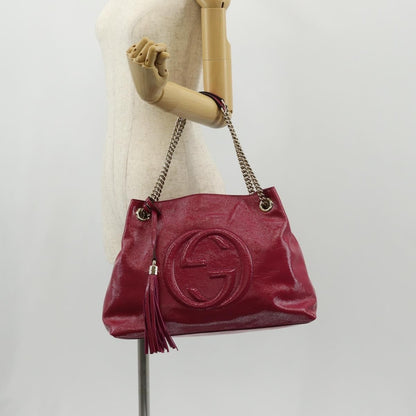Gucci Soho Chain Strap Shoulder Bag Patent, PINK, PATENT_LEATHER, Shoulder bag