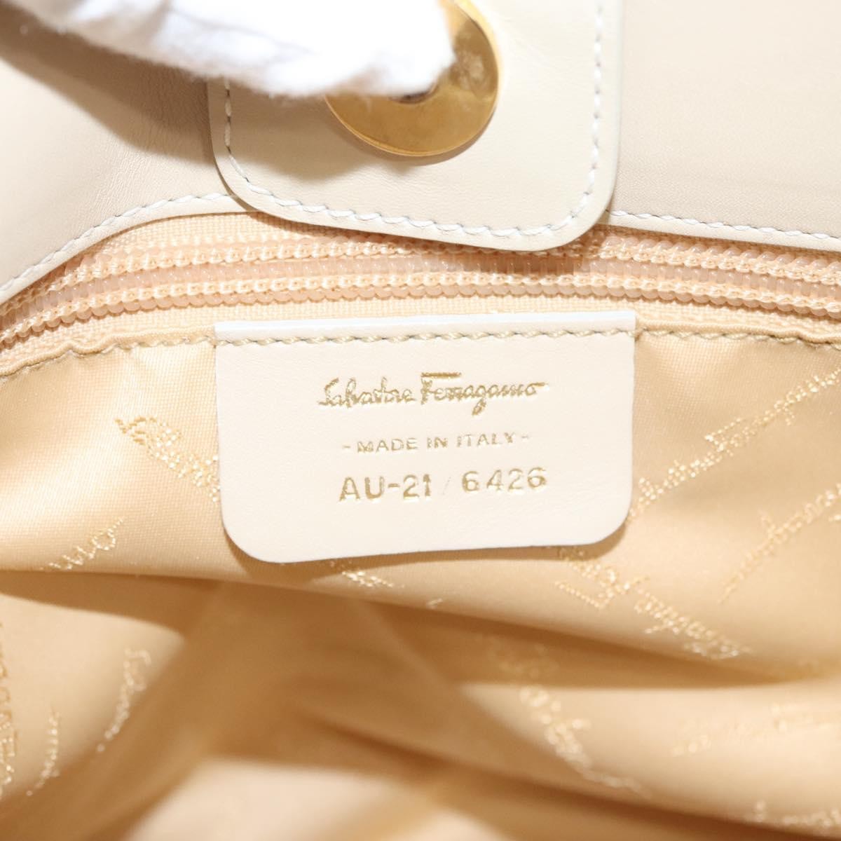 Salvatore Ferragamo Gancini Shoulder Bag Leather, BEIGE, LEATHER, Shoulder bag
