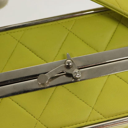 Chanel Vintage Metal Box Bag Quilted Lambskin, YELLOW, LEATHER, Handbag