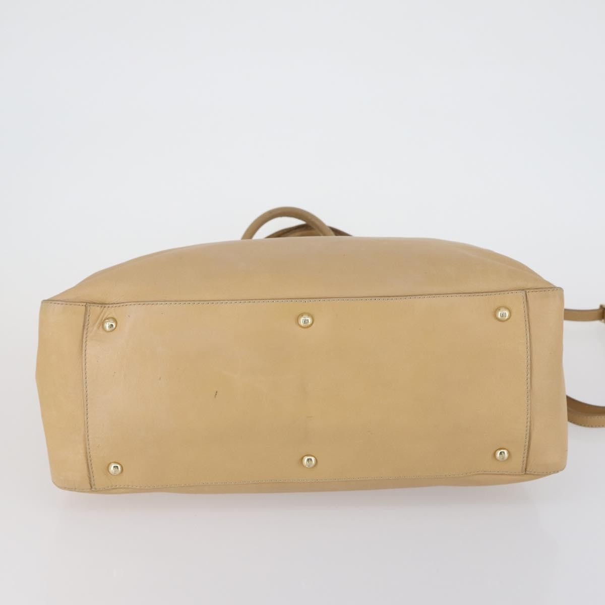 Fendi Twins Tote Leather, BEIGE, LEATHER, Tote bag