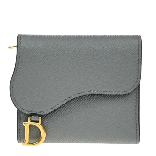 Christian Dior Saddle Trifold Flap Wallet Leather, BLUE, LEATHER, Wallets