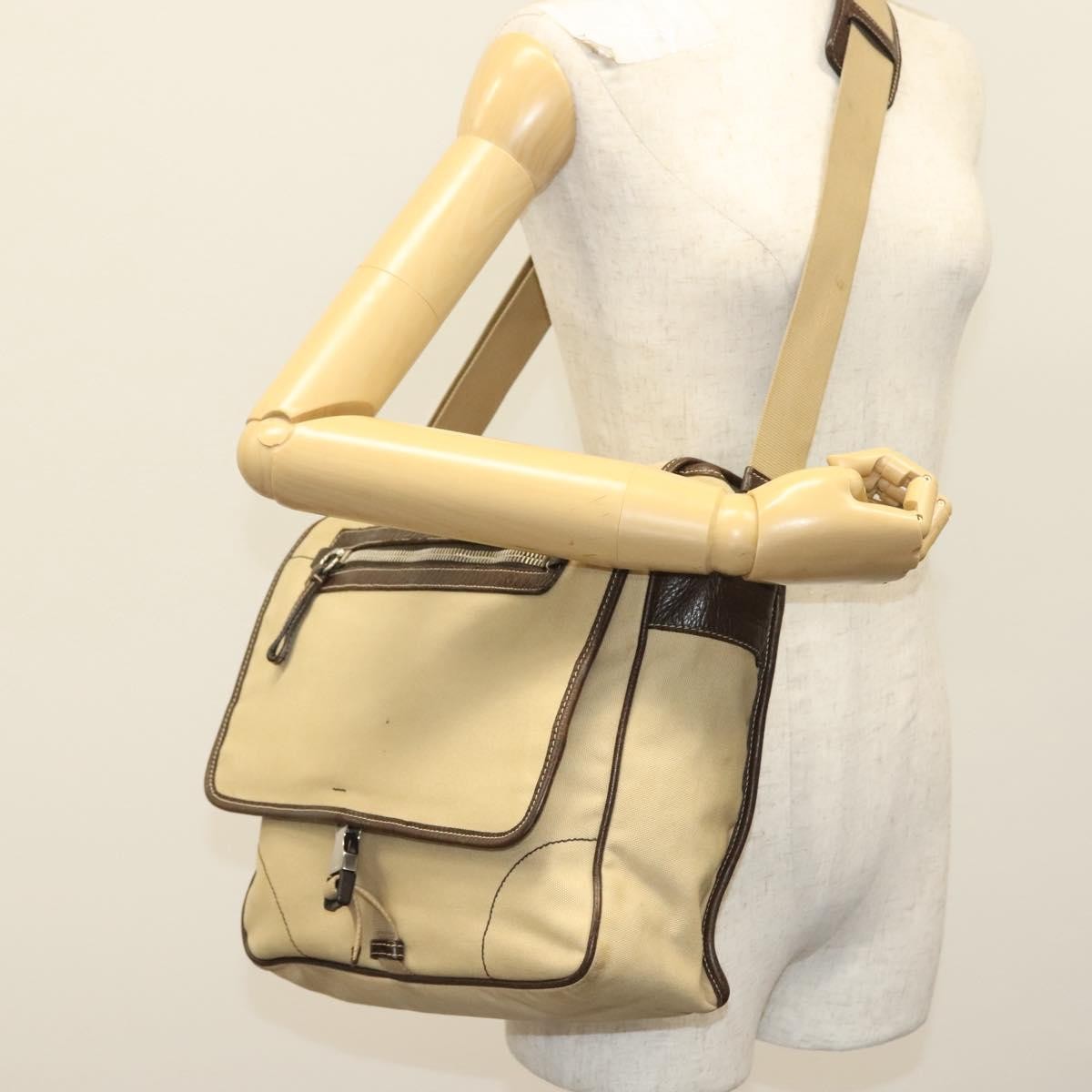 Prada Vintage Shoulder Bag Canvas, BEIGE, CANVAS, Shoulder bag