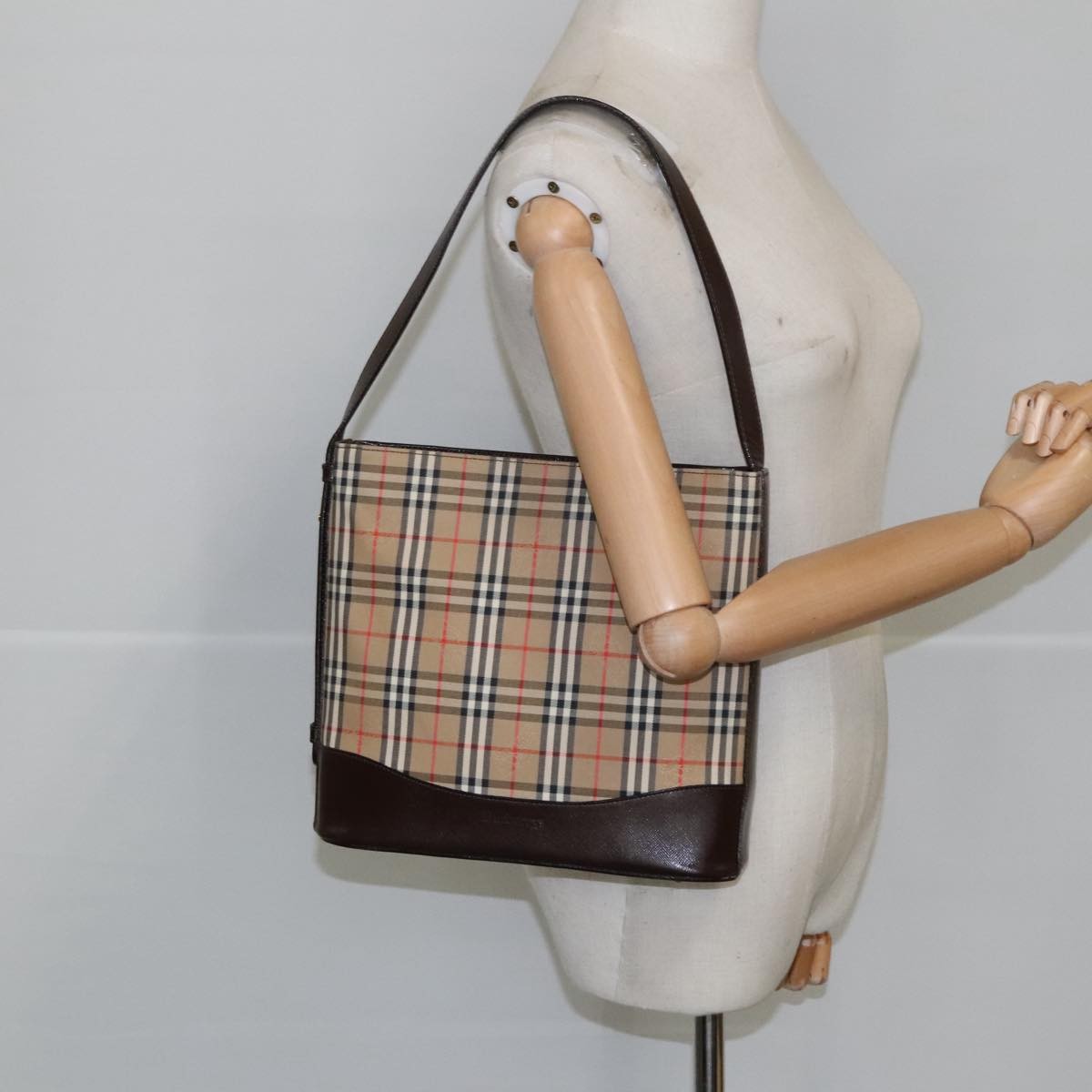 Burberry Shoulder Bag Nova Check Canvas, BEIGE, CANVAS, Shoulder bag