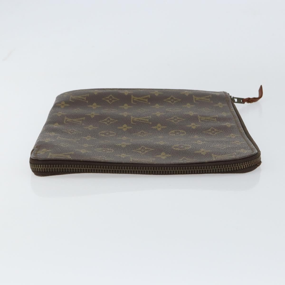 Louis Vuitton Poche Documents Monogram Canvas, BROWN, CANVAS, Clutche & pouche