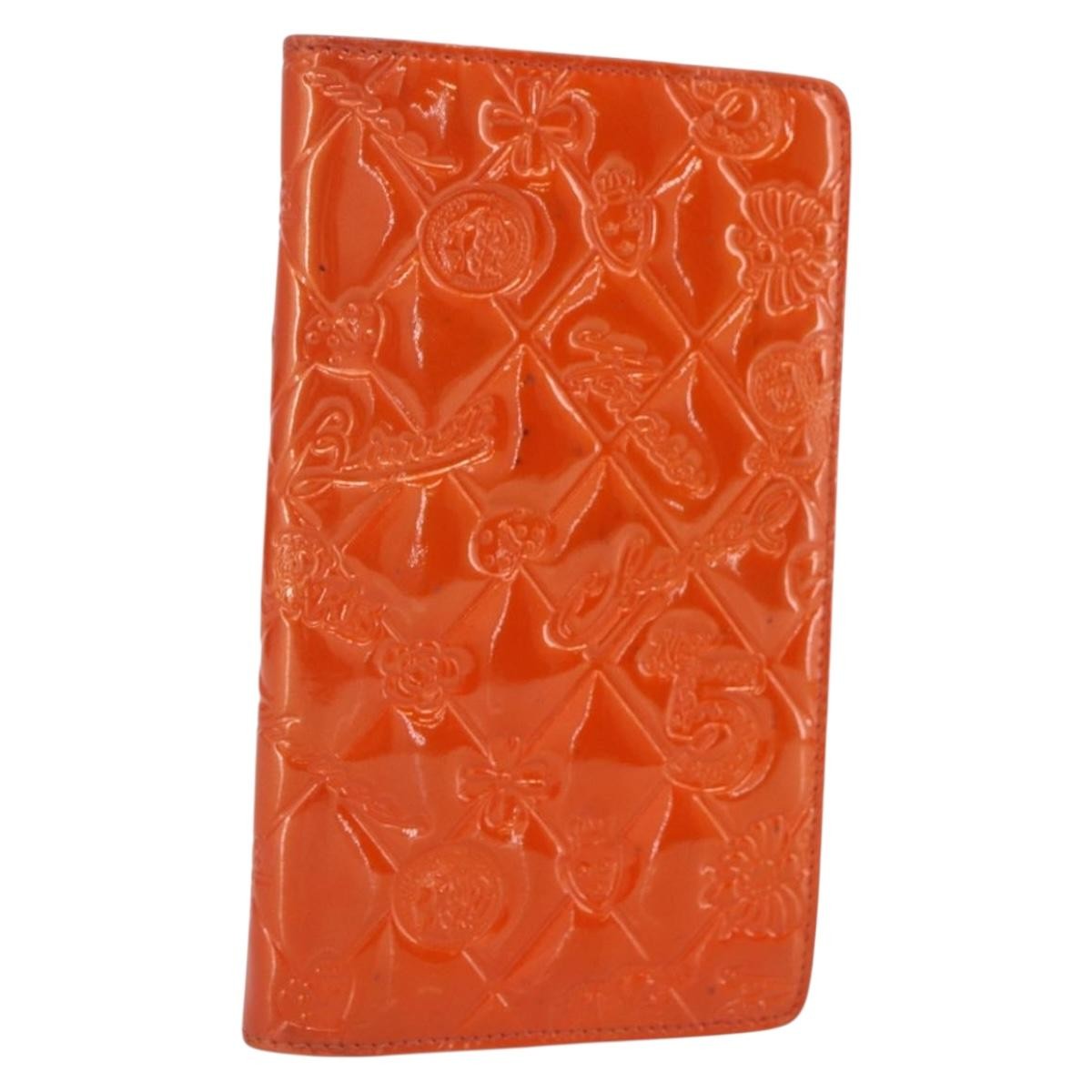 Chanel Lucky Symbols Yen Wallet Embossed Quilted Patent, Orange, Patent Leather, Wallet