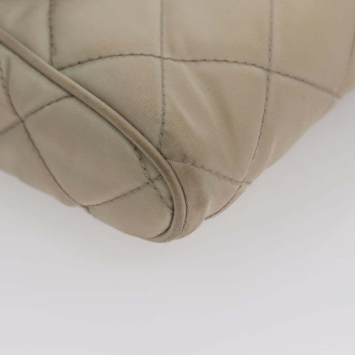 Prada Pushlock Chain Flap Bag Quilted Tessuto, BEIGE, NYLON, Shoulder bag