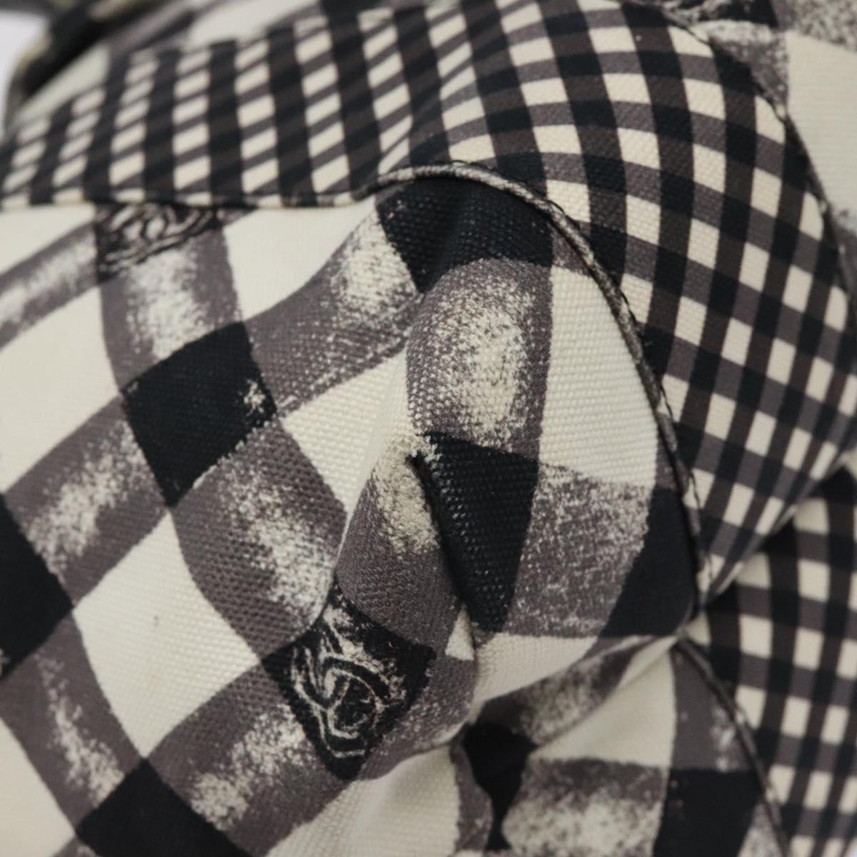 Chanel Top Handle Satchel Gingham Print Canvas, BLACK, CANVAS, Handbag