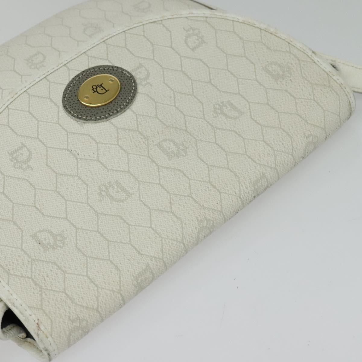 Christian Dior Vintage Honeycomb Flap Crossbody Bag Coated Canvas, WHITE, CANVAS, Crossbody bag