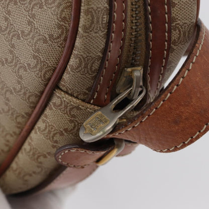 Celine Vintage Macadam Shoulder Bag Canvas and Leather, BEIGE, CANVAS, Shoulder bag