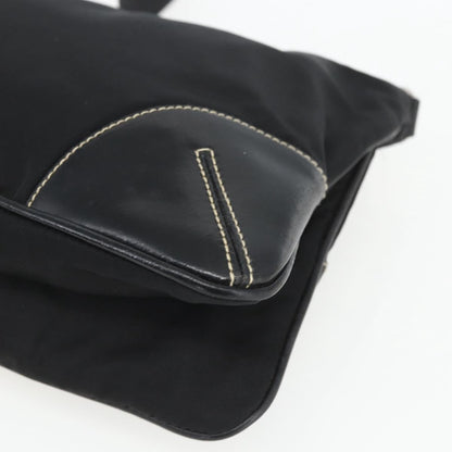 Prada Belted Shoulder Bag Tessuto with Leather, BLACK, NYLON, Shoulder bag