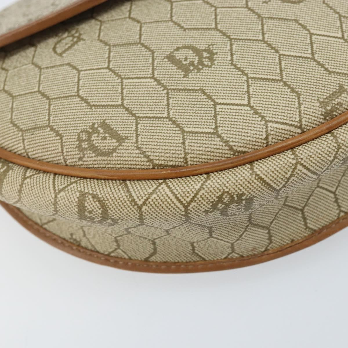 Christian Dior Vintage Honeycomb Shoulder Bag Canvas and Leather, BEIGE, CANVAS, Shoulder bag