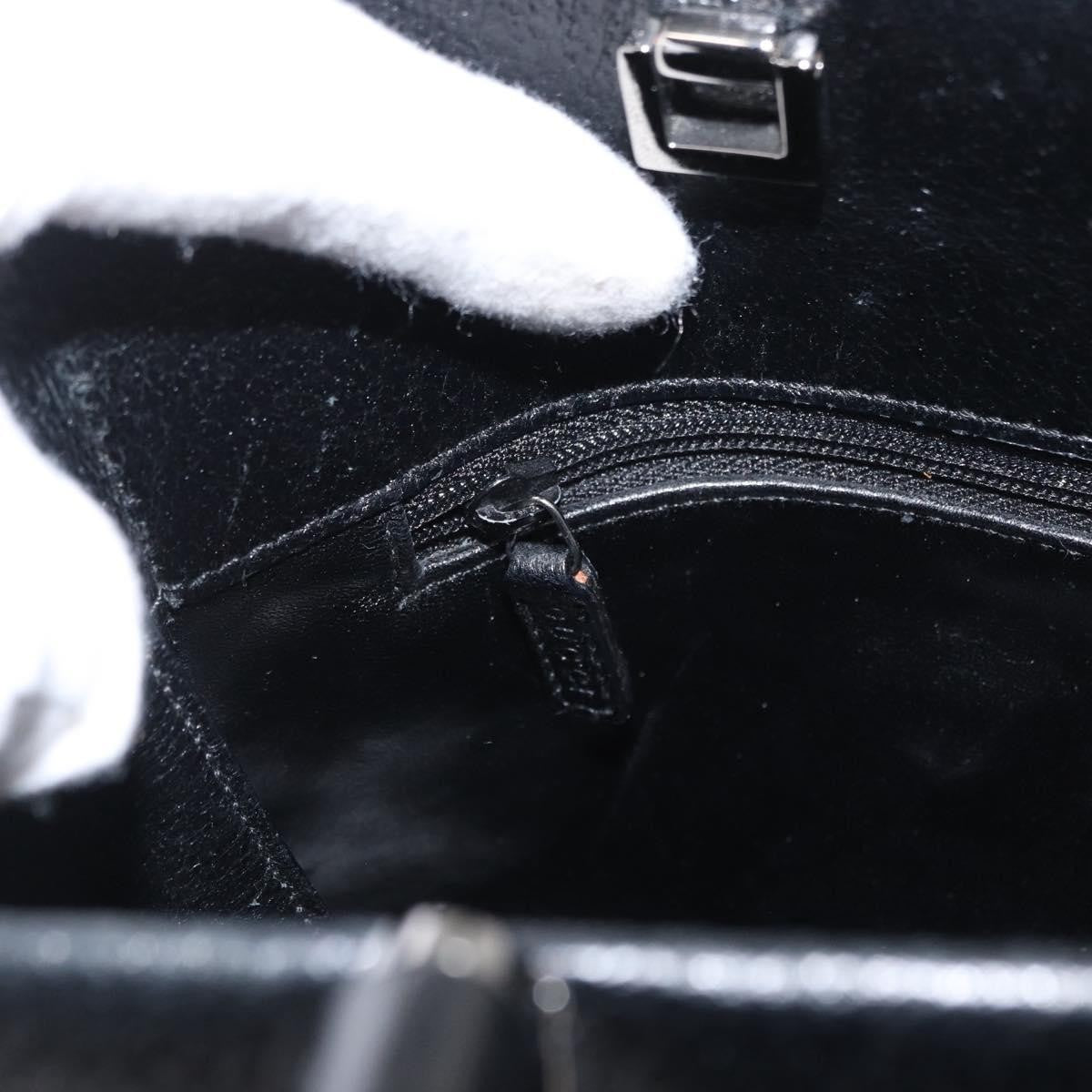 Gucci Vintage Bamboo Handle Bag Leather, BLACK, LEATHER, Handbag