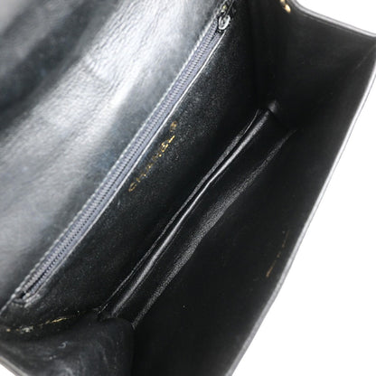 Chanel Vintage CC Chain Full Flap Bag Quilted Leather, BLACK, LEATHER, Shoulder bag