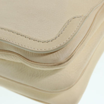 Salvatore Ferragamo Gancini Shoulder Bag Leather, White, Leather, Handbag