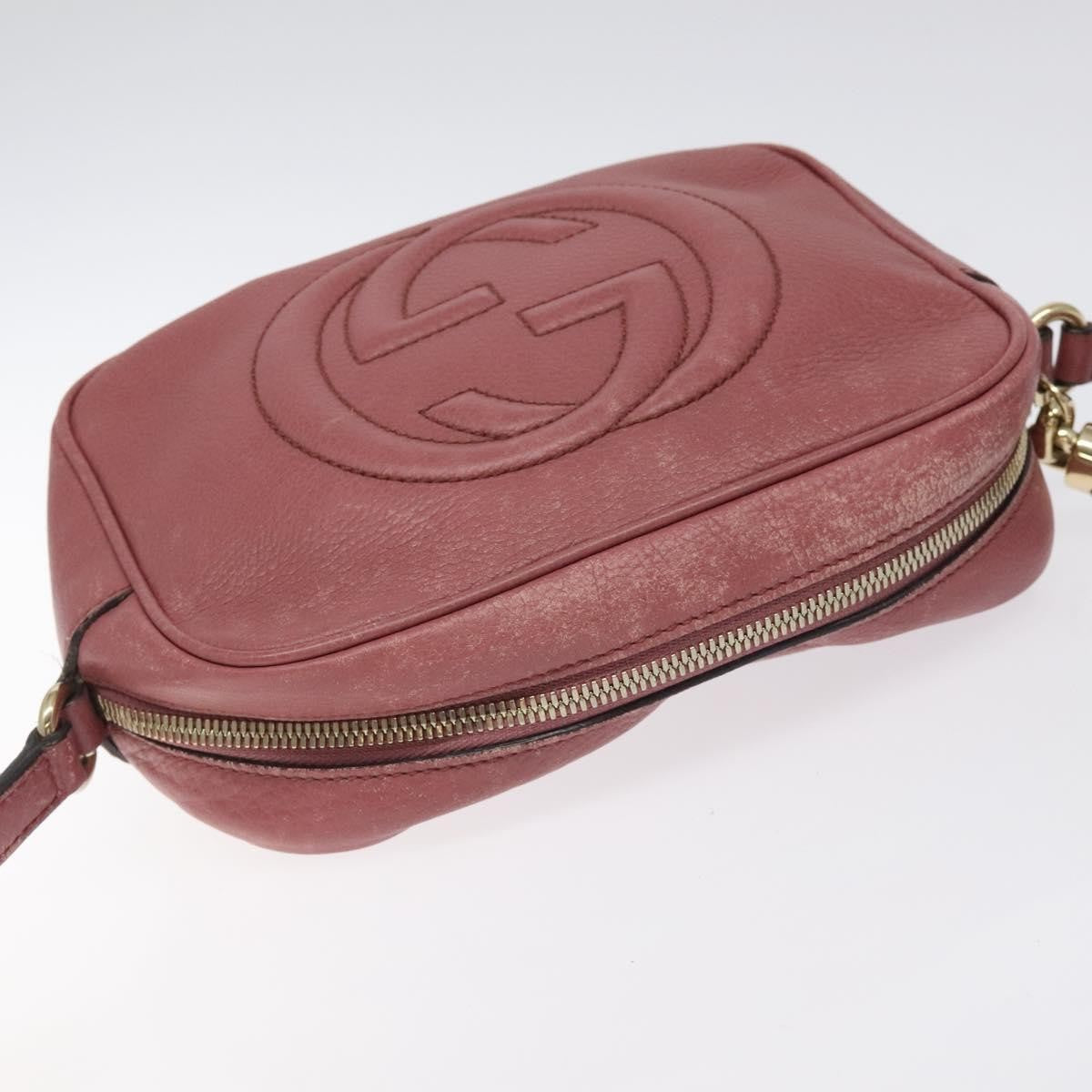 Gucci Soho Disco Crossbody Bag Leather, PINK, LEATHER, Shoulder bag
