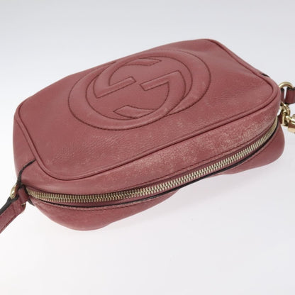 Gucci Soho Disco Crossbody Bag Leather, PINK, LEATHER, Shoulder bag
