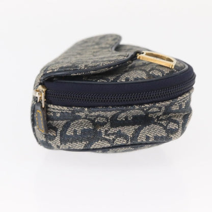Christian Dior Saddle Zip Pouch Diorissimo Canvas, NAVY, CANVAS, Clutche & pouche