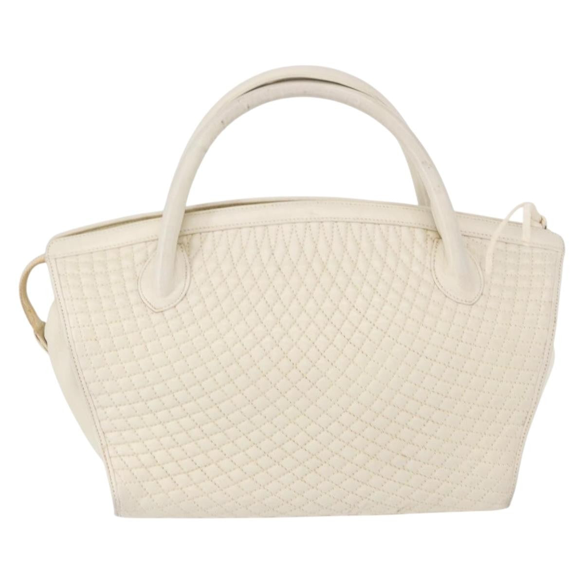 Bally Vintage Handbag Quilted Leather, White, Leather, Handbag