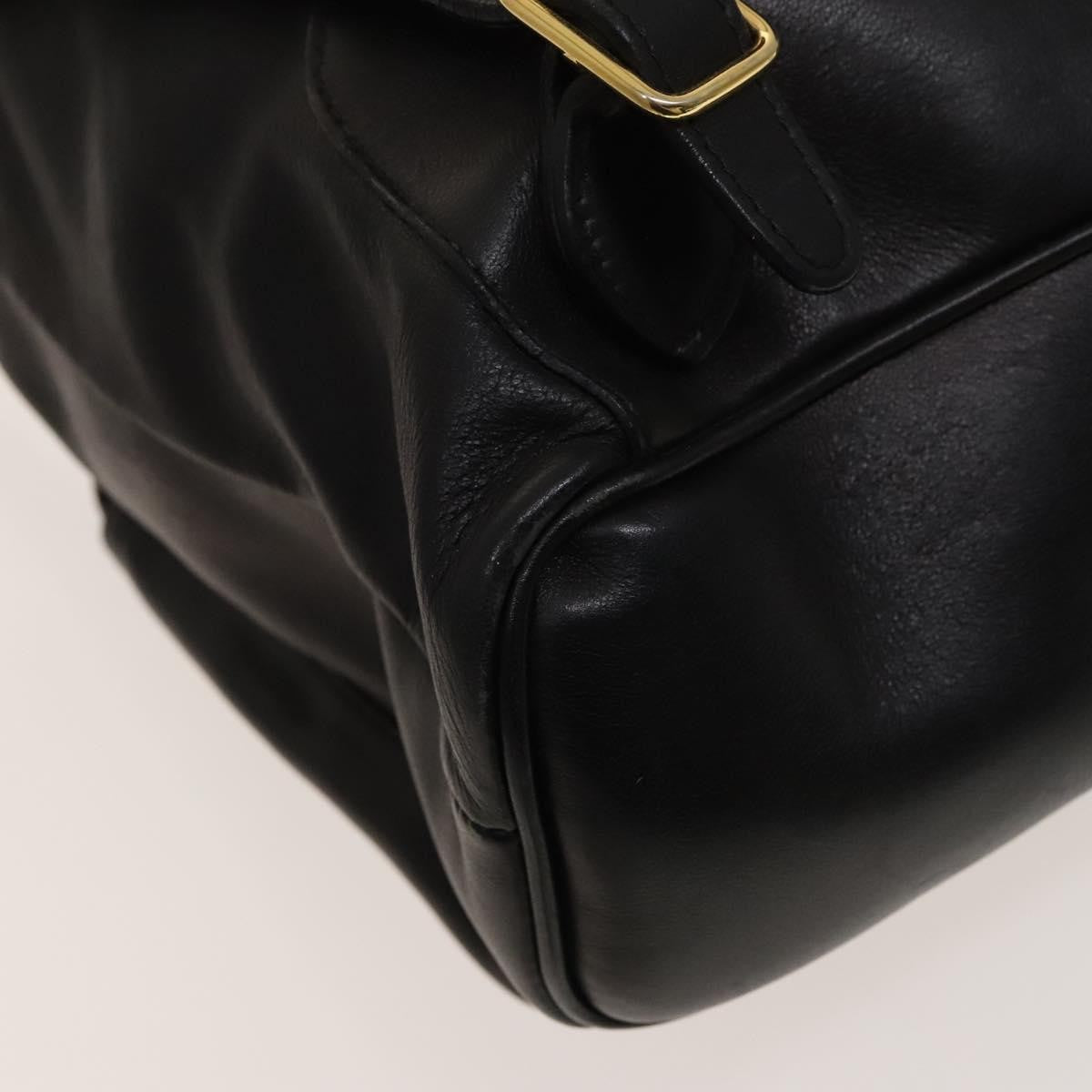 Gucci Vintage Bamboo Backpack Leather, Black, Leather, Backpack
