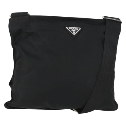 Prada Zip Top Messenger Bag Tessuto, BLACK, NYLON, Shoulder bag