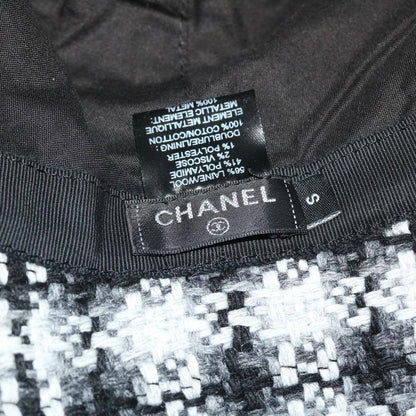 Chanel Beaded CC Bucket Hat Wool, WHITE, WOOL, Head accessory