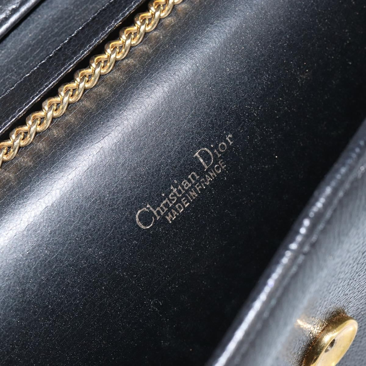 Christian Dior Vintage Chain Flap Shoulder Bag Leather, BLACK, LEATHER, Shoulder bag