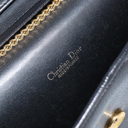 Christian Dior Vintage Chain Flap Shoulder Bag Leather, BLACK, LEATHER, Shoulder bag