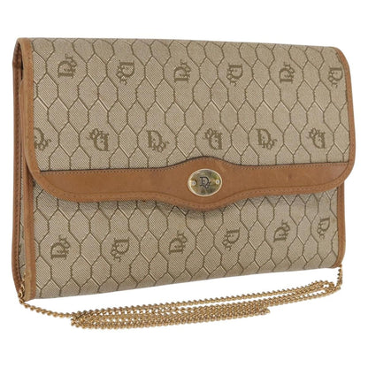 Christian Dior Vintage Honeycomb chain Canvas, BEIGE, CANVAS, Shoulder bag
