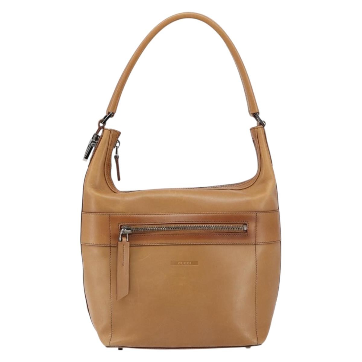 Gucci Vintage Handbag Leather, BROWN, LEATHER, Handbag