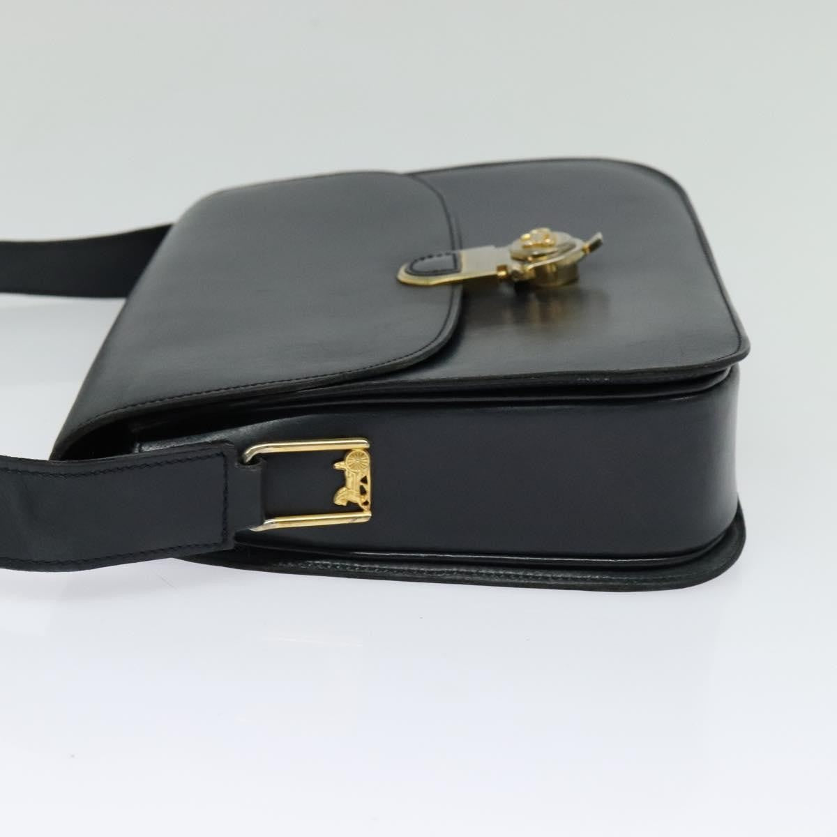 Celine Flap Shoulder Bag Leather, NAVY, LEATHER, Shoulder bag