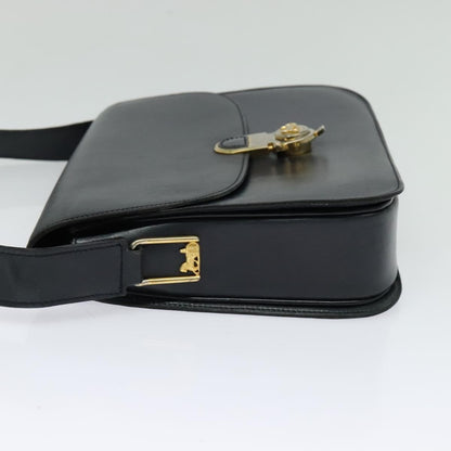 Celine Flap Shoulder Bag Leather, NAVY, LEATHER, Shoulder bag