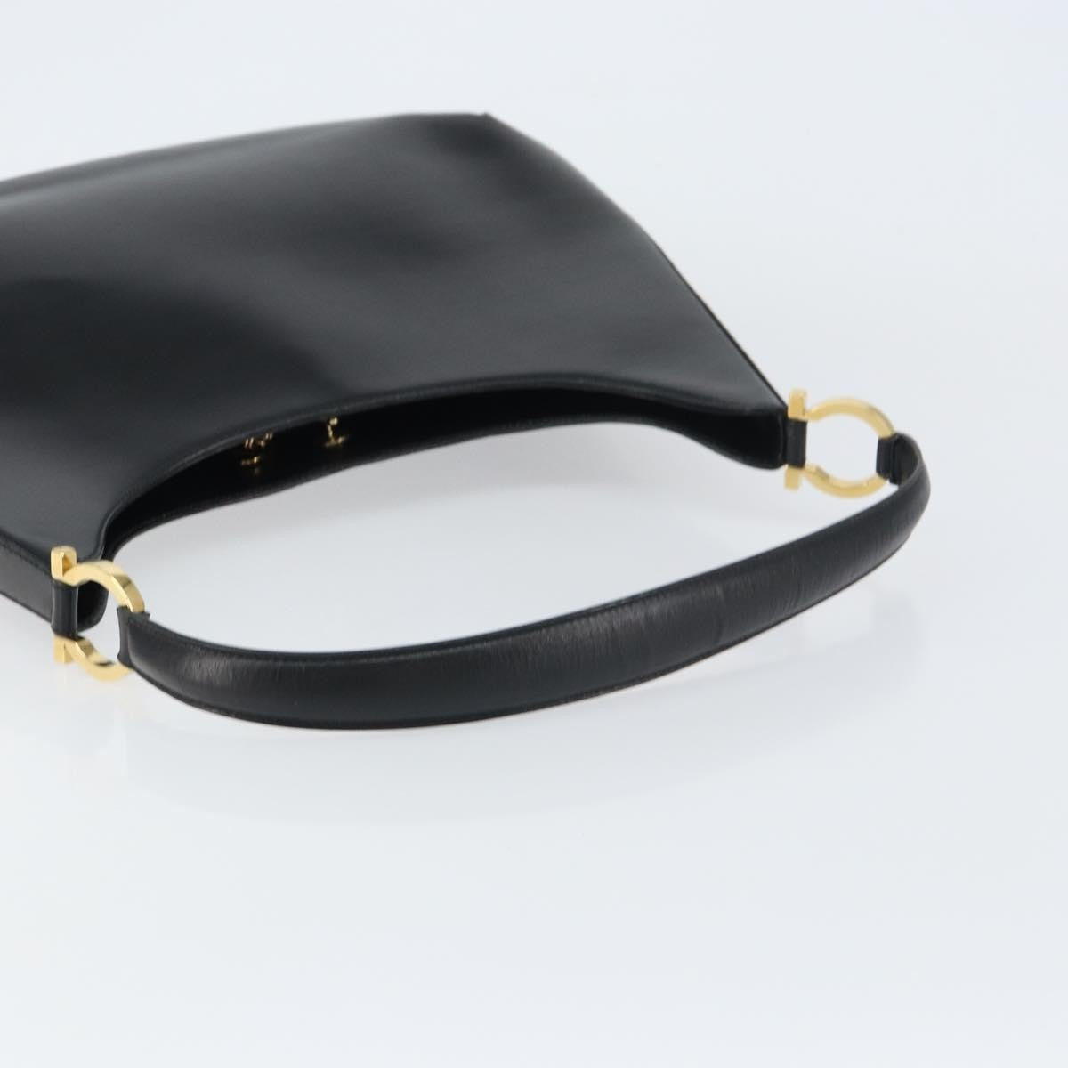 Salvatore Ferragamo Vintage Gancini Hobo Leather, BLACK, LEATHER, Shoulder bag