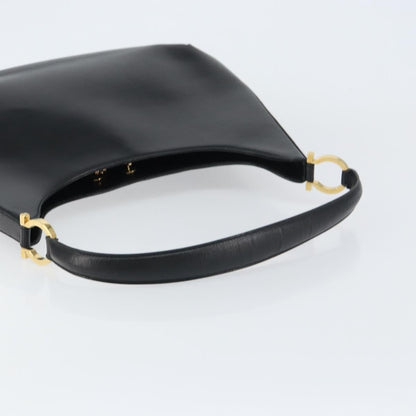 Salvatore Ferragamo Vintage Gancini Hobo Leather, BLACK, LEATHER, Shoulder bag