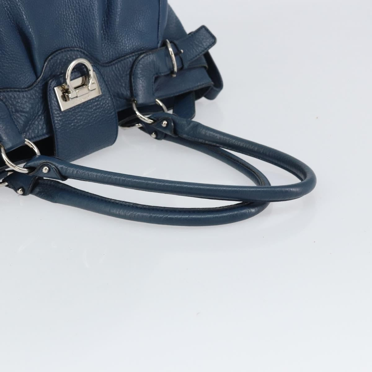 Salvatore Ferragamo Gancini handbag Leather, BLUE, LEATHER, Handbag